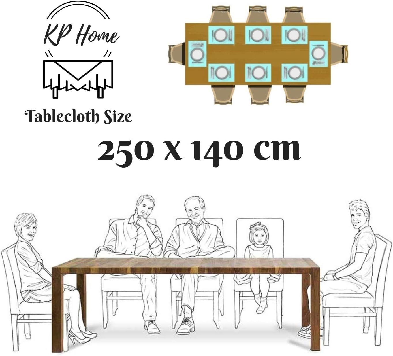 KP HOME Tovaglia Plastificata Rettangolare 250x140 cm, Tovaglia Cerata per Tavolo da 8 Posti, in PVC Facile da Pulire, Impermeabile, per Uso Interno ed Esterno, con Motivo Barocco Damascato Elegante