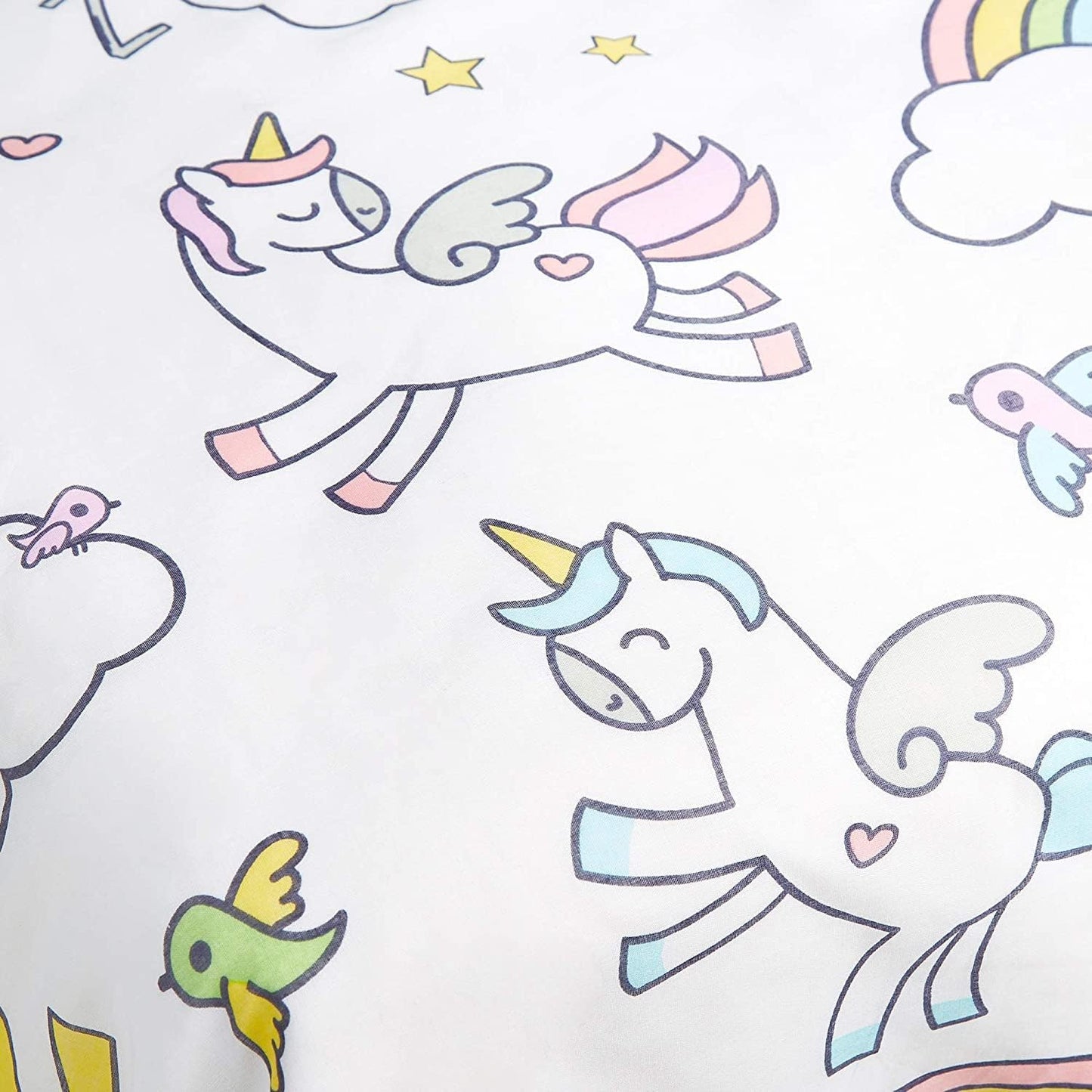 Zappi Co Set copripiumino singolo con unicorno (200 x 135 cm) e federa (48 x 74 cm), perfetto per letti da bambina, motivo: castello delle fate