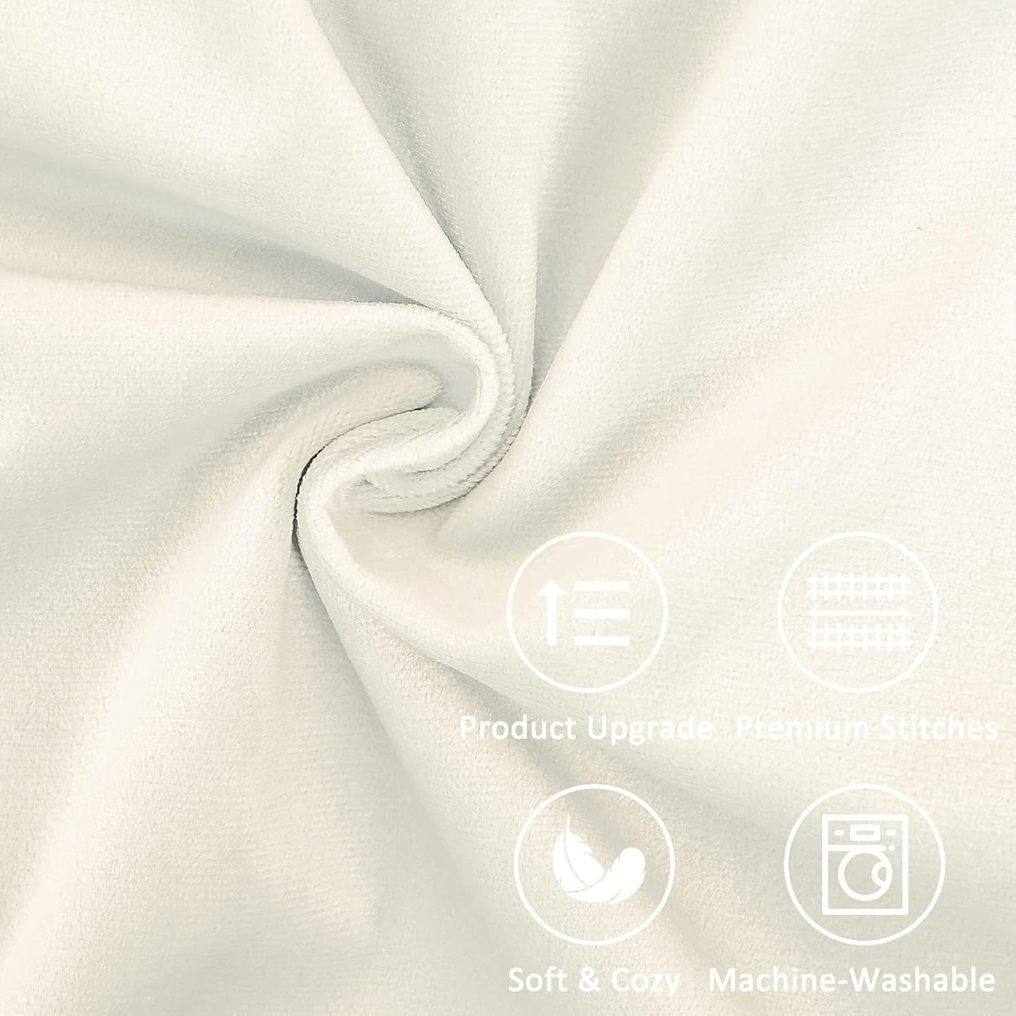 Topfinel Federe Cuscini in Velluto per Divano, Copricuscini Arredo Casa Moderni con Pom Poms, Fodere Cuscino in Tinta Unita Eleganti per Camera da Letto Salotto Sedia, 2 Pezzi,40x40 cm, Cream