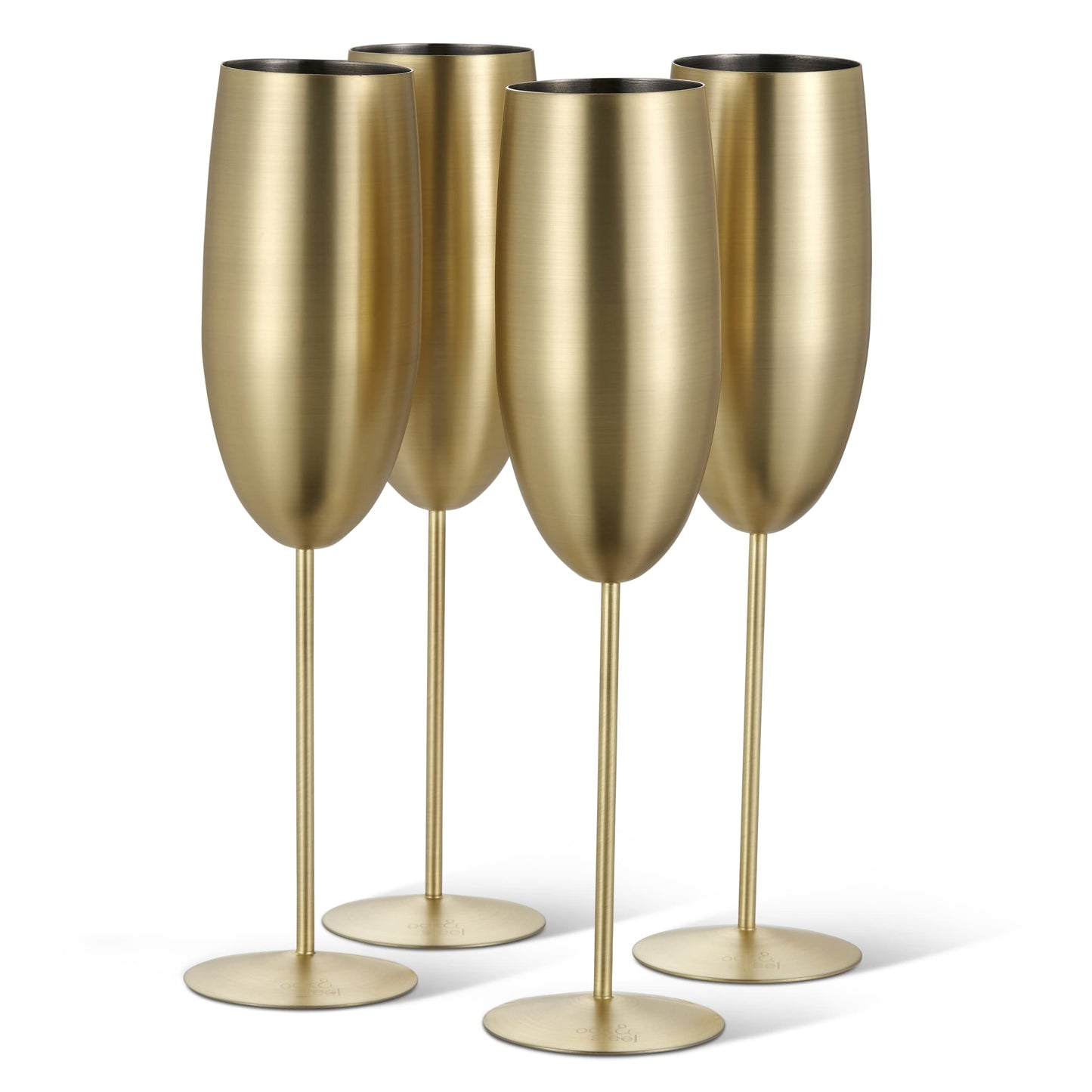 Oak & Steel - 4 Eleganti Calici da Champagne, 285 ml. In Acciaio Inossidabile Dorato - Ideale al Chiuso o All'aperto in Giardino, in Spiaggia, a Picnic, Barbecue, Campeggio e Gite in Barca