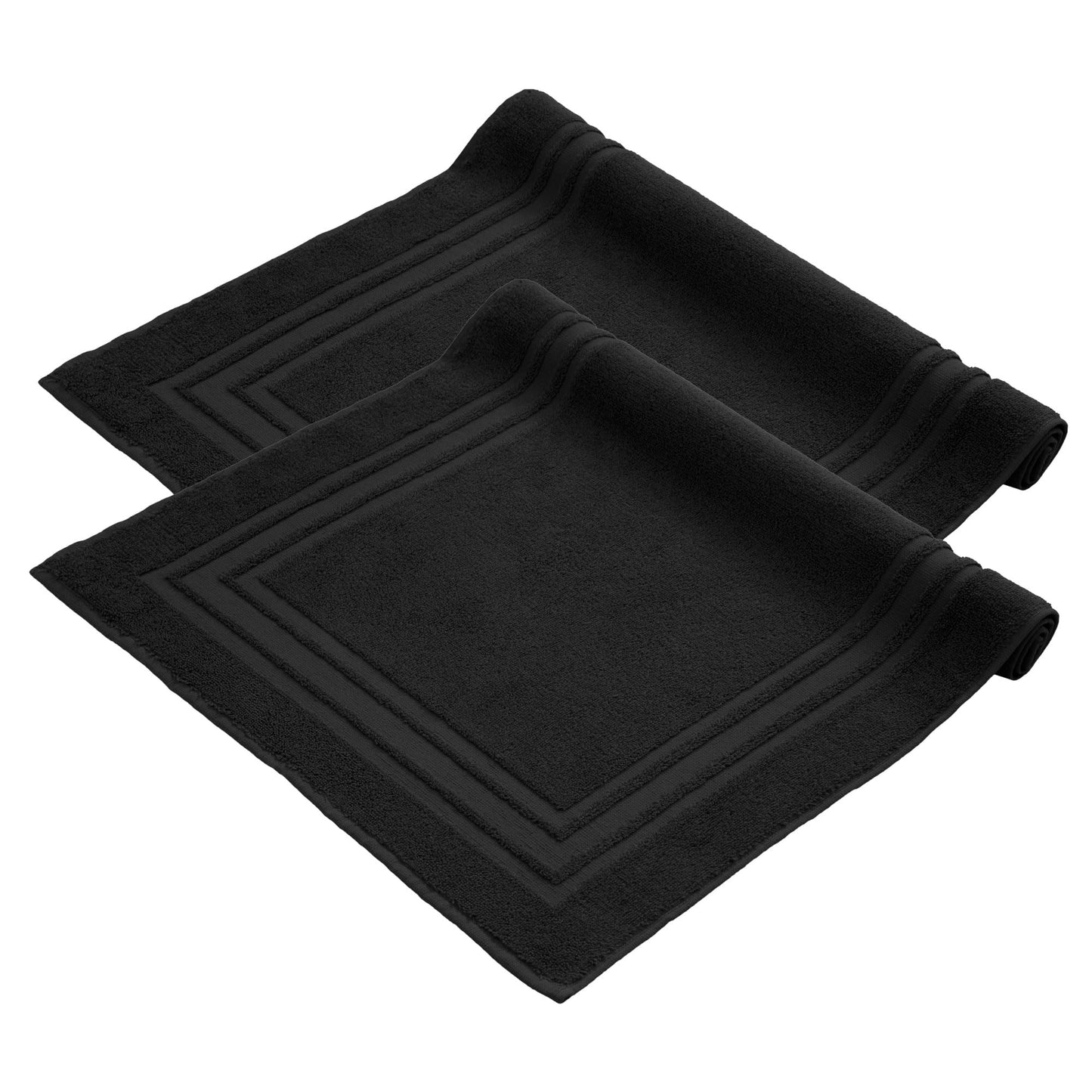 Komfortec Set di 2 tappetini da bagno, in spugna, lavabile, 600 g/m² e 100% cotone, assorbenti e ad asciugatura rapida, 50 x 70 cm, colore: grigio/bianco