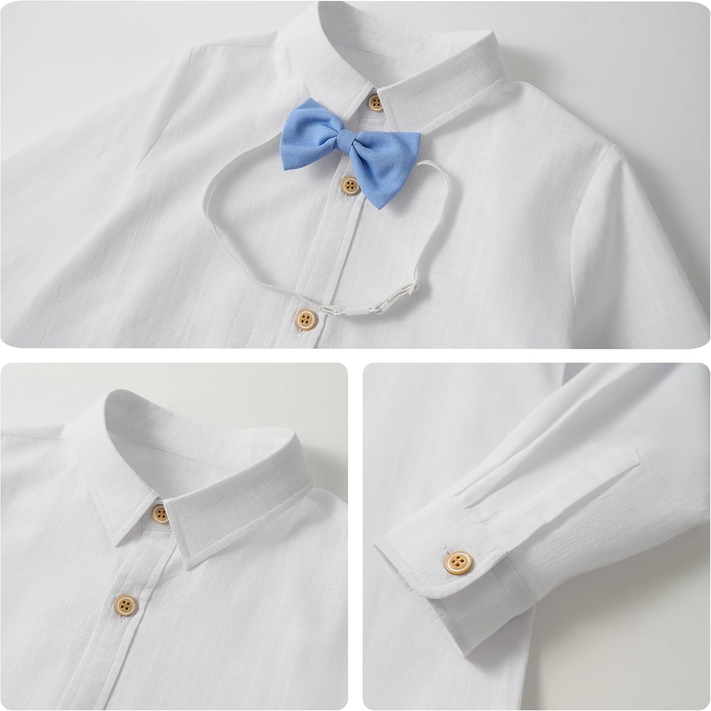 LOLANTA 4 Pezzi Completo Cerimonia Elegante Bambino, Ragazzi Paggetto Matrimoni Battesimo Abito in Lino Suit Set, Gilet+Pantaloni+Camicia+Farfallino