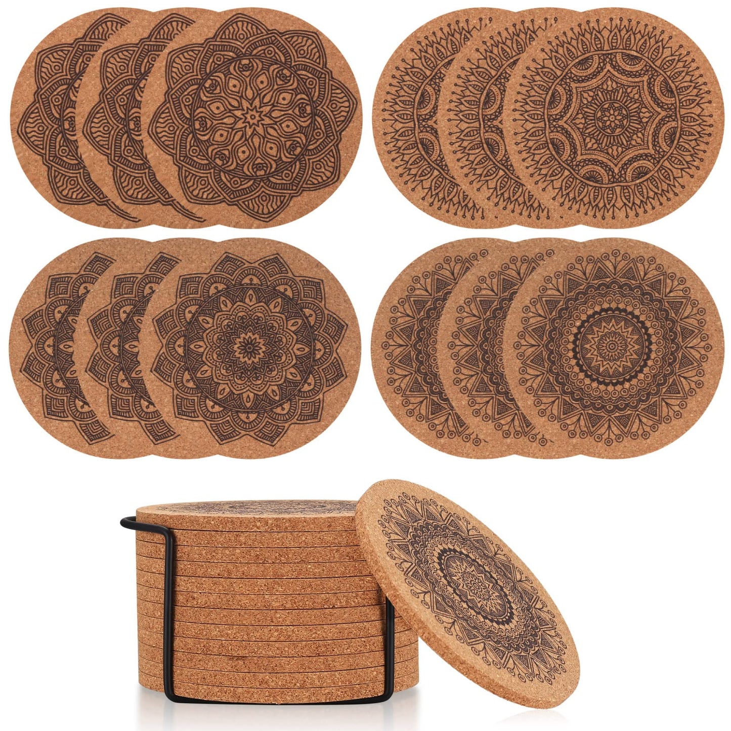 8 Pz Sottobicchieri per Bicchieri, Sottobicchieri Rotondi per Bicchieri, Sottobicchieri per Tazza con Porta, Sottobicchieri per Bevande, Sottobicchieri Antiscivolo in Cotone Intrecciato