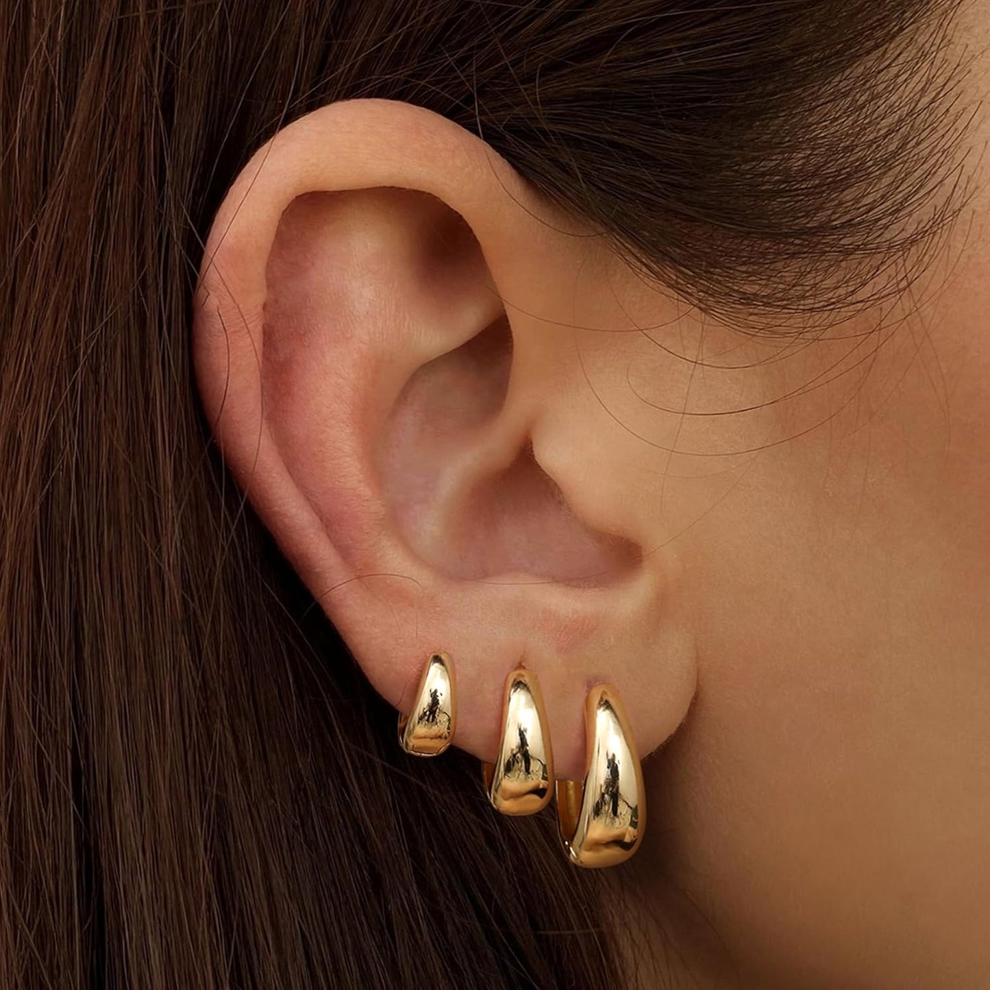 Chriscoco 3 Paia Orecchini Cerchio Donna Orecchini Cerchio Oro Placcato 14K Orecchini Cerchio Argento Ipoallergenico Orecchini a Cerchio Piccoli per Fori Multipli
