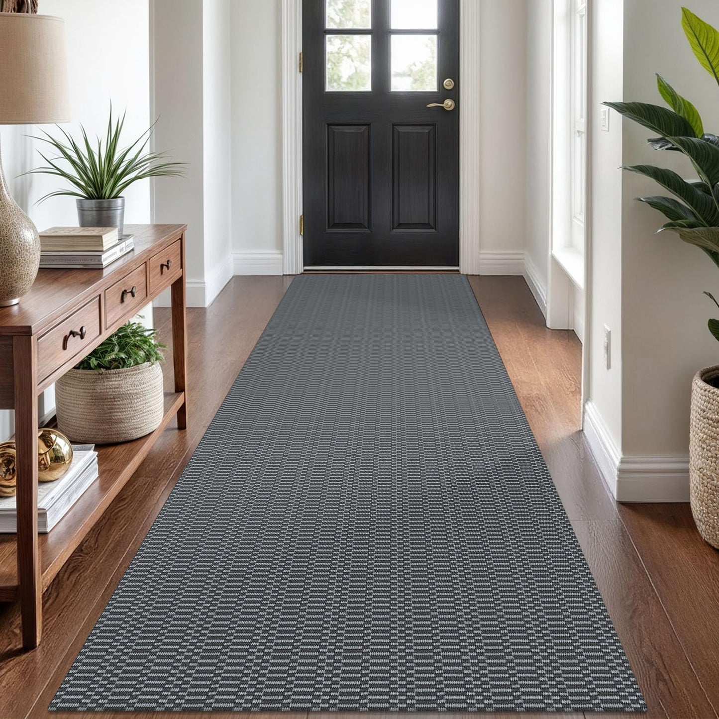 KOZYFLY Tappeto a righe bianche e nere, 60 x 90 cm, in cotone, lavabile, per interni ed esterni, per portico, cucina, fattoria