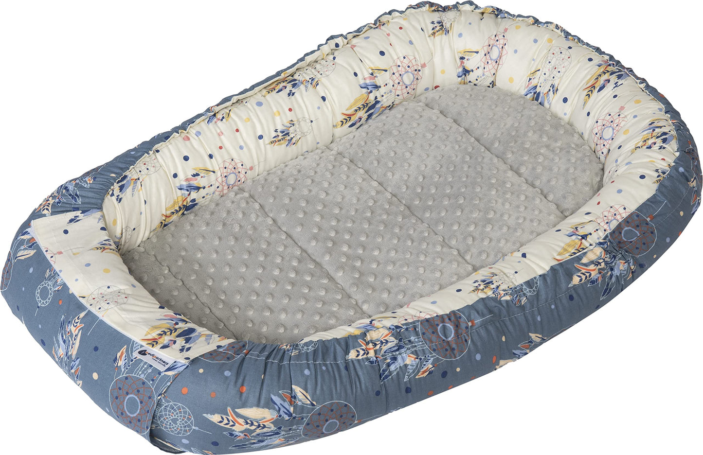 Medi Partners 5-Parti Nido per Bebè 100x60x15 Inserto Rimovibile Letto Cuscino Coperta bambini neonati 100% Cotone (Safari con Minky beige)