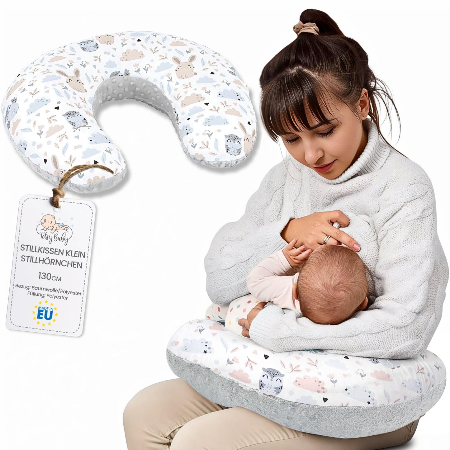 Cuscino allattamento e gravidanza Basic 130 cm - cuscini neonato per allattare e dormire accessori per mamma y bebe lavabile e multifunzione Orsacchiotti