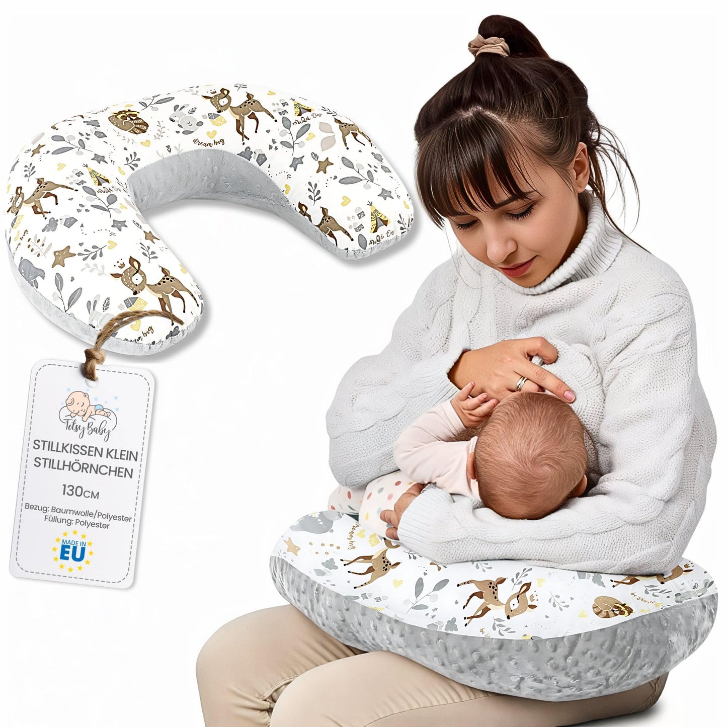 Cuscino allattamento e gravidanza Basic 130 cm - cuscini neonato per allattare e dormire accessori per mamma y bebe lavabile e multifunzione Orsacchiotti