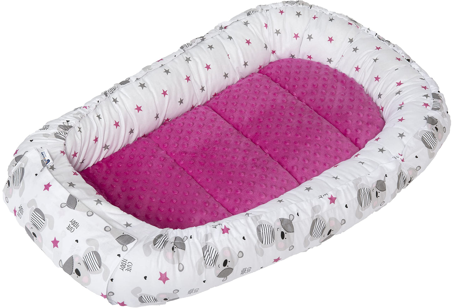 Medi Partners 5-Parti Nido per Bebè 100x60x15 Inserto Rimovibile Letto Cuscino Coperta bambini neonati 100% Cotone (Safari con Minky beige)