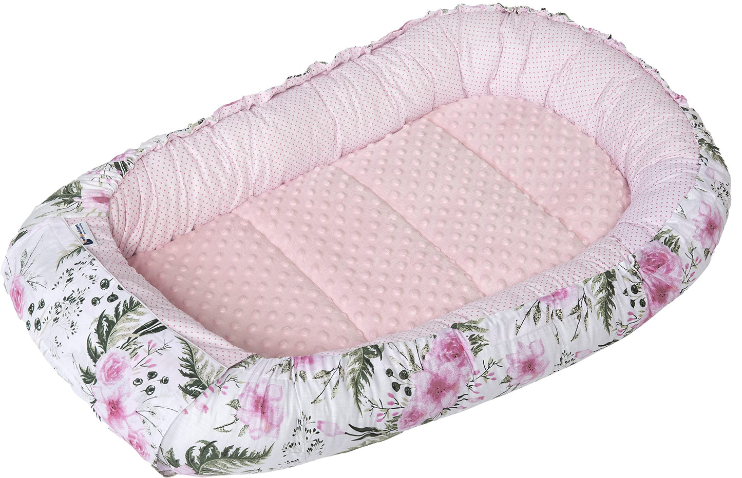 Medi Partners 5-Parti Nido per Bebè 100x60x15 Inserto Rimovibile Letto Cuscino Coperta bambini neonati 100% Cotone (Safari con Minky beige)