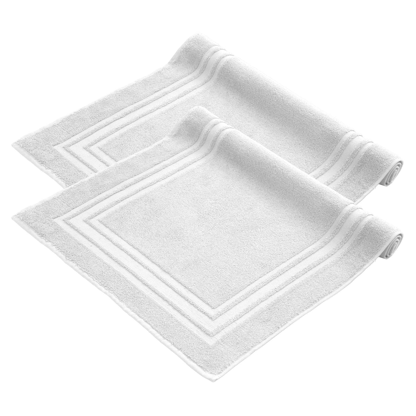 Komfortec Set di 2 tappetini da bagno, in spugna, lavabile, 600 g/m² e 100% cotone, assorbenti e ad asciugatura rapida, 50 x 70 cm, colore: grigio/bianco