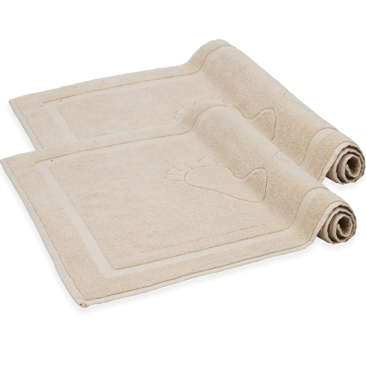 Komfortec Set di 2 tappetini da bagno, in spugna, lavabile, 600 g/m² e 100% cotone, assorbenti e ad asciugatura rapida, 50 x 70 cm, colore: grigio/bianco