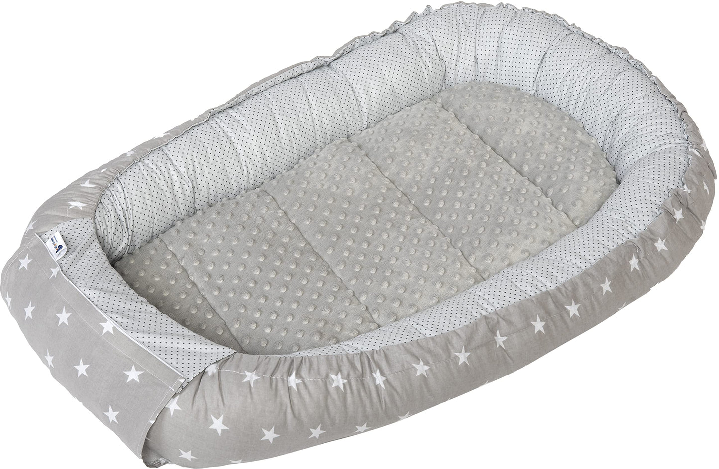 Medi Partners 5-Parti Nido per Bebè 100x60x15 Inserto Rimovibile Letto Cuscino Coperta bambini neonati 100% Cotone (Safari con Minky beige)