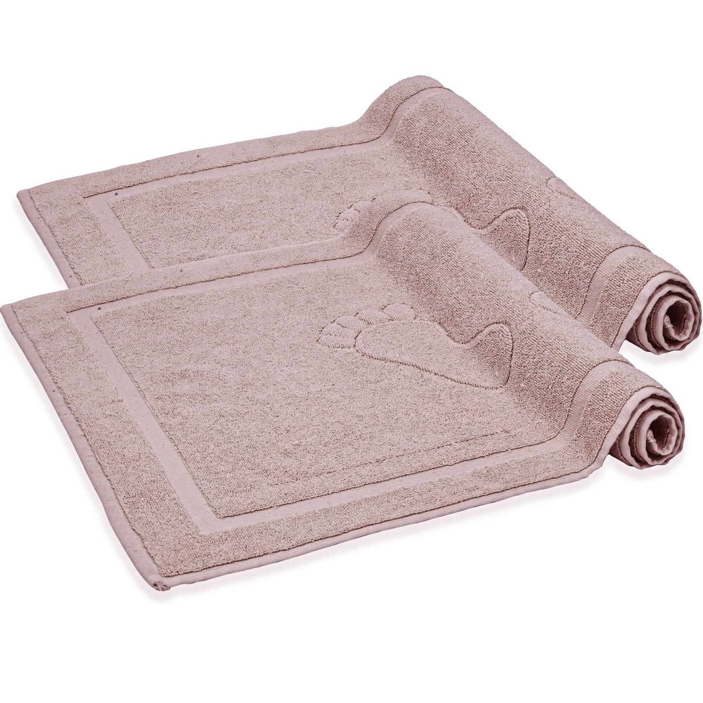 Komfortec Set di 2 tappetini da bagno, in spugna, lavabile, 600 g/m² e 100% cotone, assorbenti e ad asciugatura rapida, 50 x 70 cm, colore: grigio/bianco