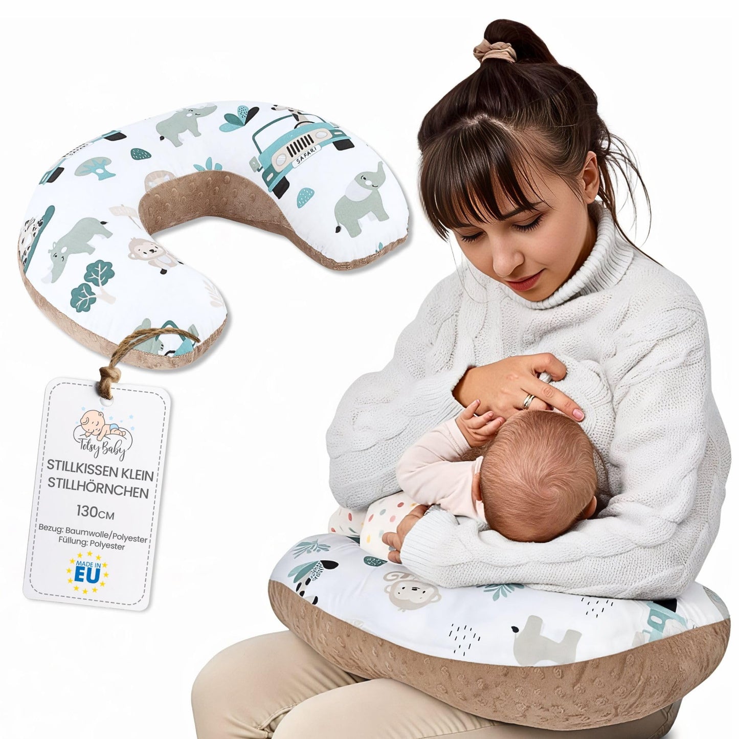 Cuscino allattamento e gravidanza Basic 130 cm - cuscini neonato per allattare e dormire accessori per mamma y bebe lavabile e multifunzione Orsacchiotti
