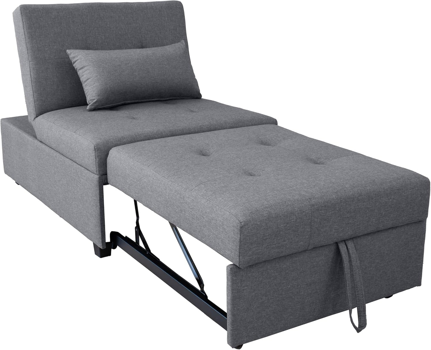 GARDENIA Cookie Eco 80 Poltrona Pouf Trasformabile 3-in-1, Legno, Grigio Chiaro, 78 x 113 x 45