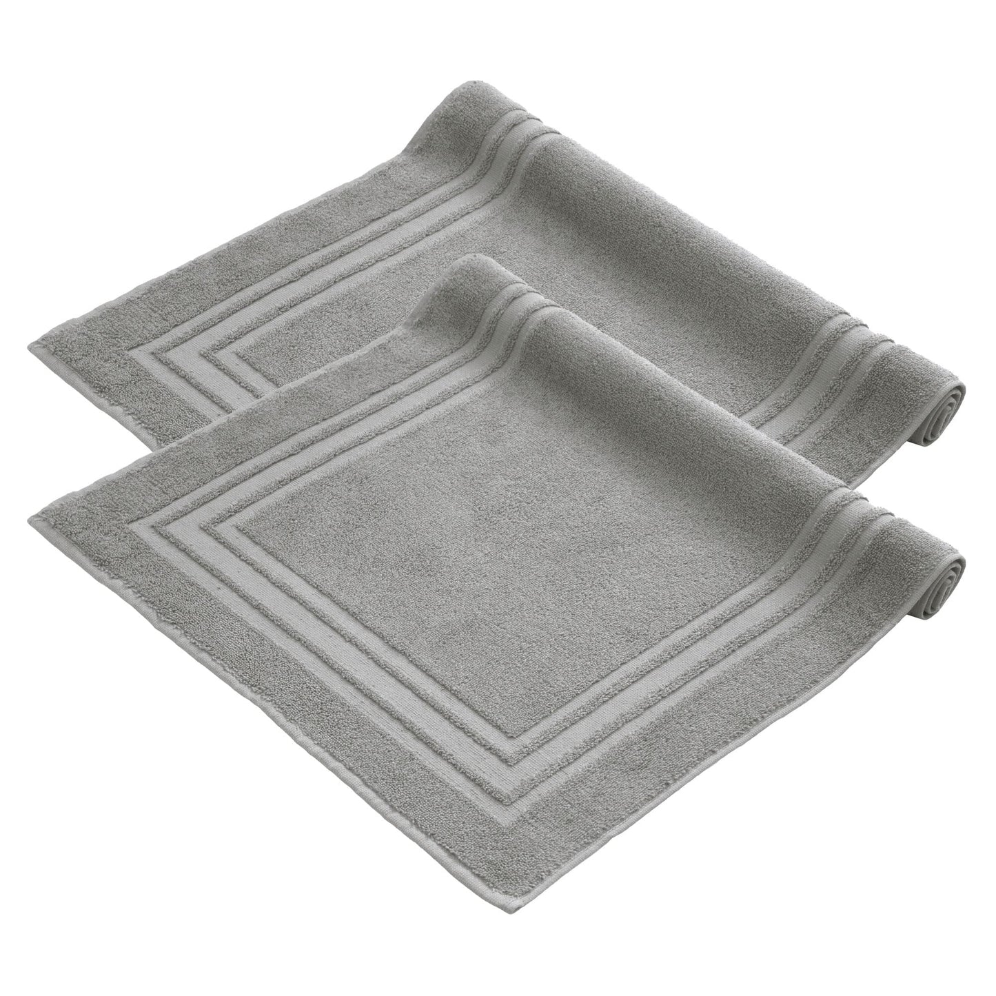 Komfortec Set di 2 tappetini da bagno, in spugna, lavabile, 600 g/m² e 100% cotone, assorbenti e ad asciugatura rapida, 50 x 70 cm, colore: grigio/bianco