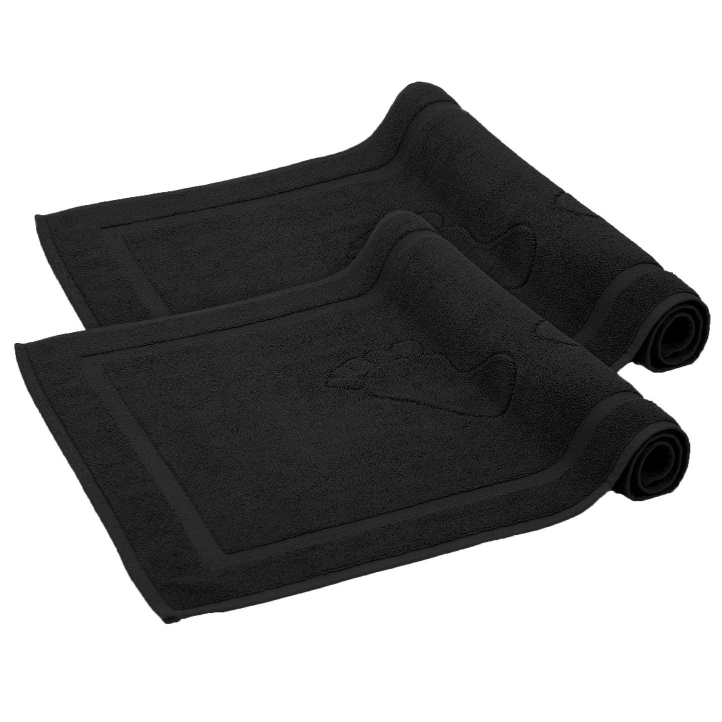 Komfortec Set di 2 tappetini da bagno, in spugna, lavabile, 600 g/m² e 100% cotone, assorbenti e ad asciugatura rapida, 50 x 70 cm, colore: grigio/bianco