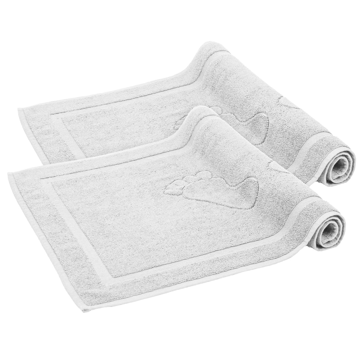 Komfortec Set di 2 tappetini da bagno, in spugna, lavabile, 600 g/m² e 100% cotone, assorbenti e ad asciugatura rapida, 50 x 70 cm, colore: grigio/bianco