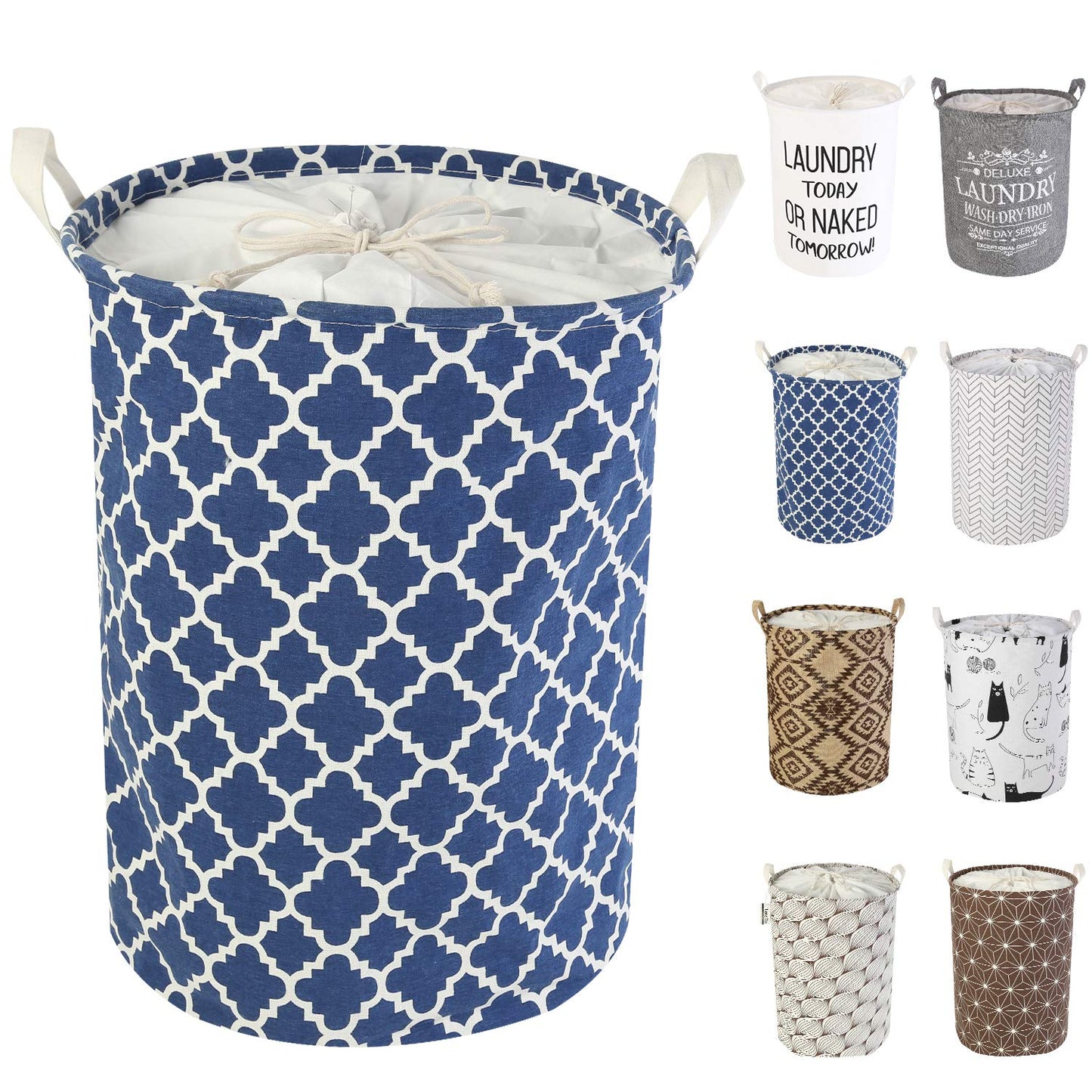 LessMo 17,7" con Coulisse Portabiancheria Bagagli Sorter, Pieghevole Pop-Up Lavanderia Cesti, Impermeabile Rotonda Cotone Lino