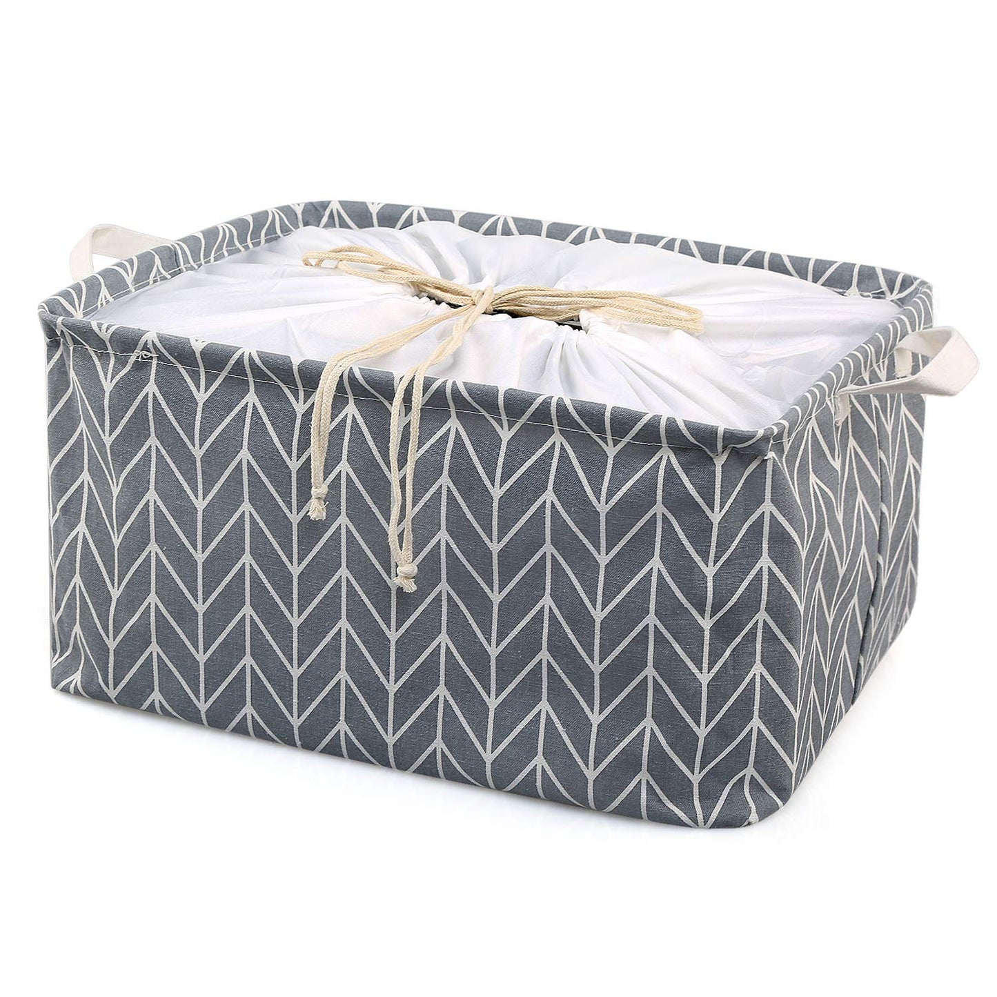TonStyle Cestello Portaoggetti Pieghevole, Cesto Portabiancheria Scatola Immagazzinaggio Contenitore di Stoccaggio Cubi Portaoggetti Impermeabile con Coperchio con Coulisse e Manici (Grigia Fiore)