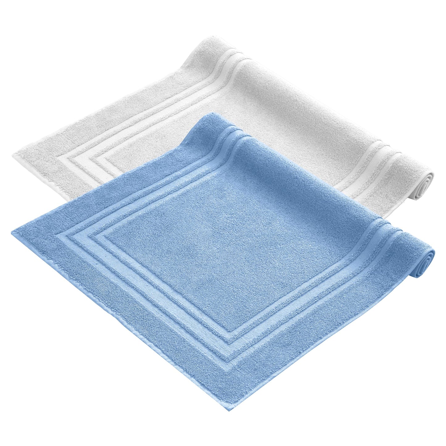 Komfortec Set di 2 tappetini da bagno, in spugna, lavabile, 600 g/m² e 100% cotone, assorbenti e ad asciugatura rapida, 50 x 70 cm, colore: grigio/bianco