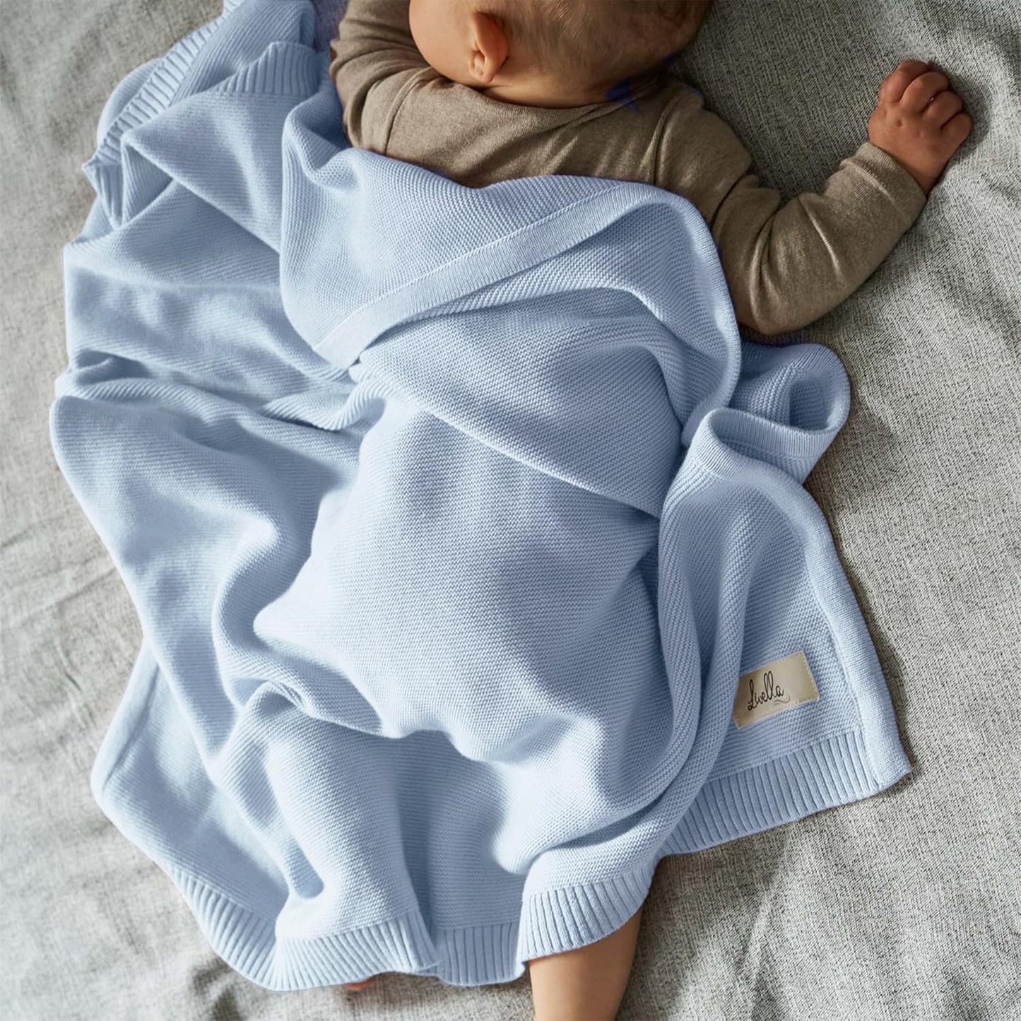 Livella Coperta per neonato e bambino cotone 100% biologico, coperta premium lavorata a maglia morbida e traspirante, ideale per la pelle delicata del bambino, OekoTEX Standard 100