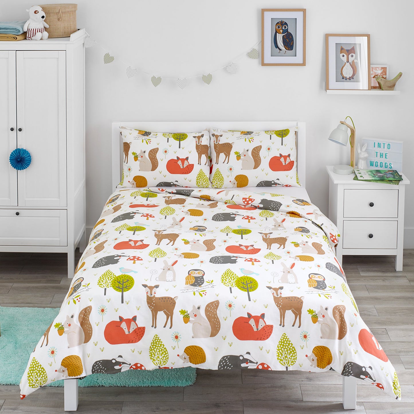 Bloomsbury Mill - Set Copripiumino Singolo Bambino e Bambina - Grigio & Bianco Stelle - Lenzuola Letto Singolo Reversibile - Set di Biancheria da Letto per Bambini - 135x200cm e Federe