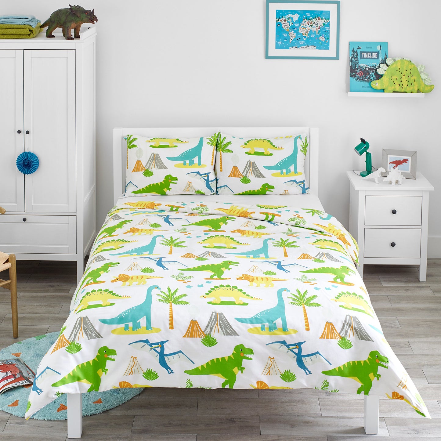 Bloomsbury Mill - Set Copripiumino Singolo Bambino e Bambina - Grigio & Bianco Stelle - Lenzuola Letto Singolo Reversibile - Set di Biancheria da Letto per Bambini - 135x200cm e Federe