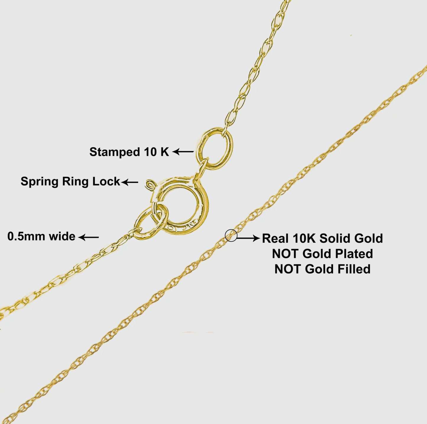 Catena in oro massiccio 10ct 0,5mm