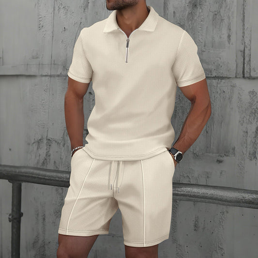 Completo uomo, polo con zip e shorts