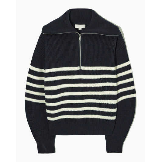 Maglia manica lunga, con zip e righe