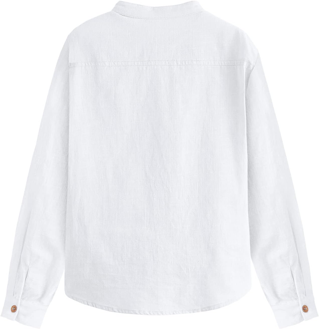 Inorin Camicia da ragazzo in lino con bottoni Henley a maniche lunghe, in cotone leggero, con una tasca