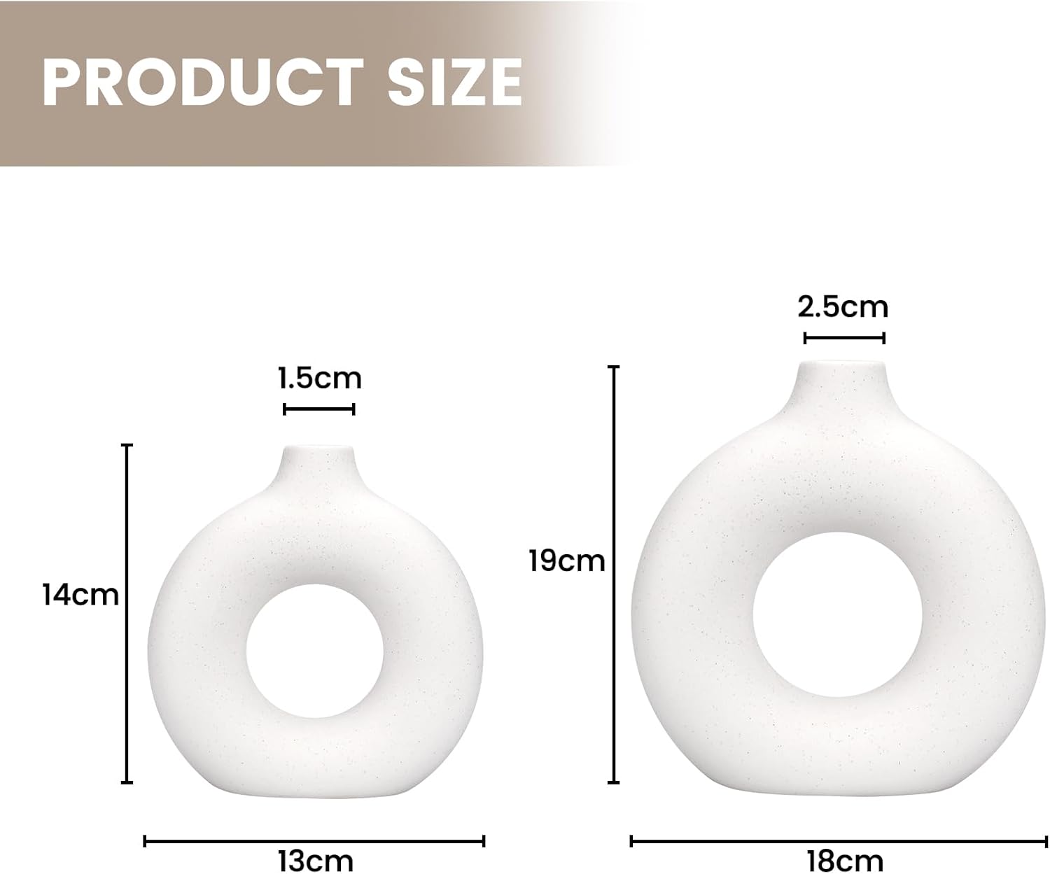 Set di 2 Vaso di Ceramica,Vase Decoratif Vaso Ceramica Rotondo da Fiori Decorativo in Stile Moderno per La Decorazione del Soggiorno Camera da Letto e Dell'ufficio