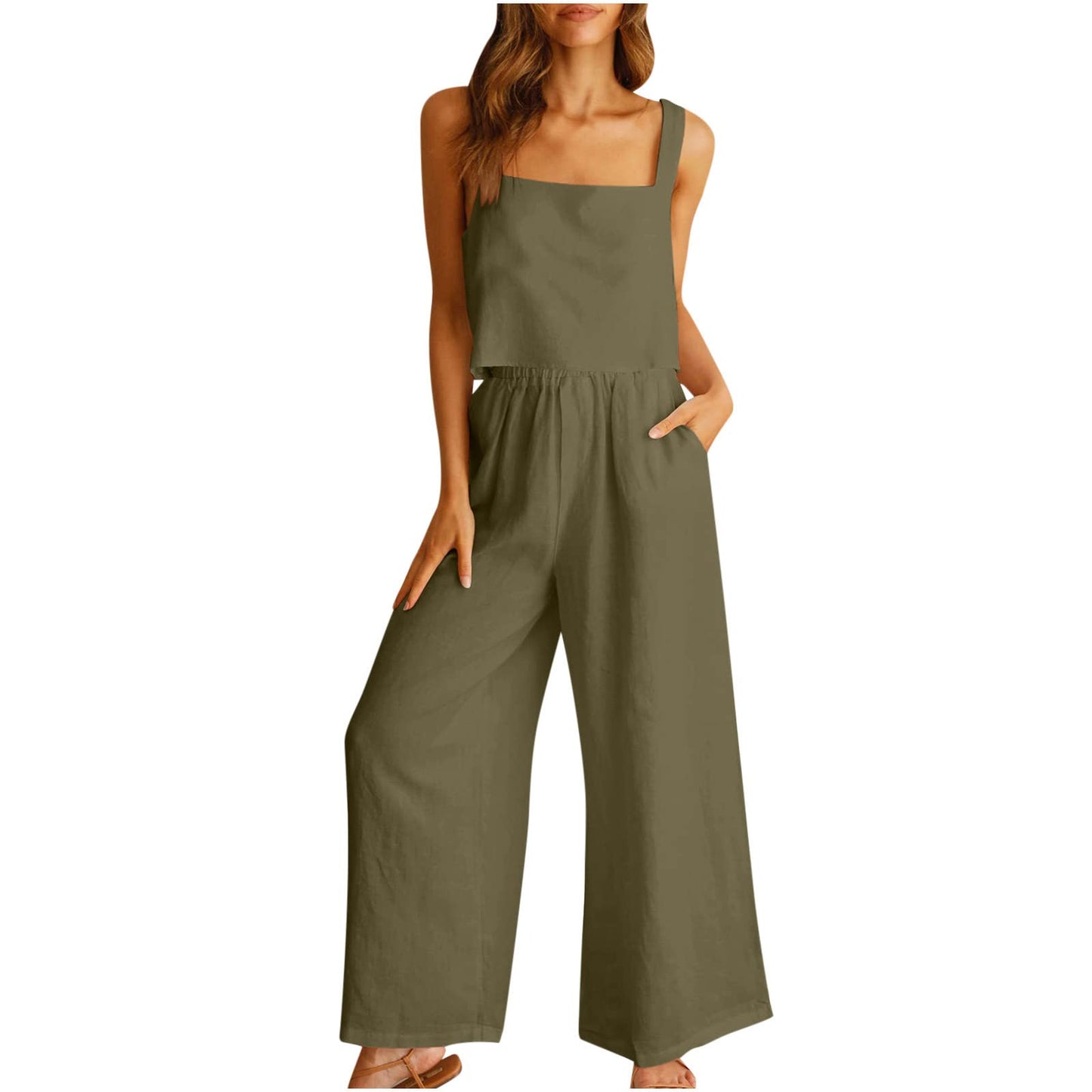 Tuta Da Donna Estiva Casual Cotone E Lino Manica Corta Camicia + Pantaloni Lino Tuta Completo Donna Completo Donna Elegante Estiva Leggera Tuta da Ginnastica Elegante Curvy Tinta Unita Casual