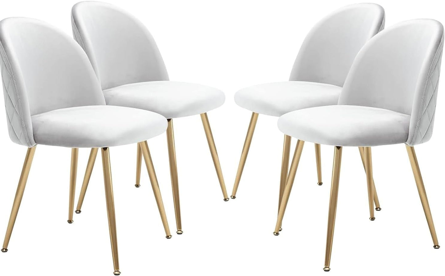 Set 4 pezzi Sedie Velluto Sala da Pranzo Moderne Sedie Cucina Beige Sedie Imbottite con Alto Schienale per Camera da Letto Soggiorno Gambe in d'Oro Metallo Regolabili