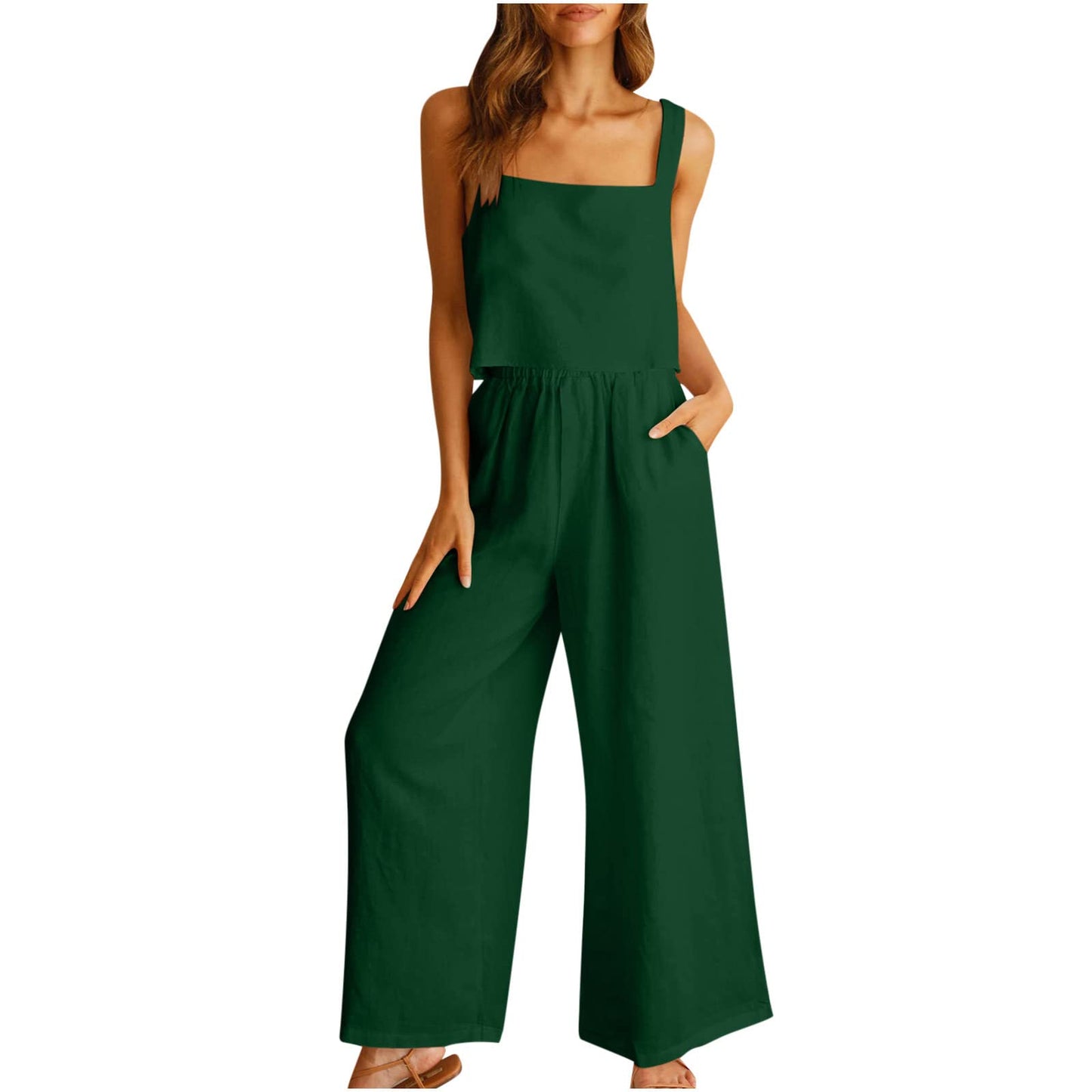 Tuta Da Donna Estiva Casual Cotone E Lino Manica Corta Camicia + Pantaloni Lino Tuta Completo Donna Completo Donna Elegante Estiva Leggera Tuta da Ginnastica Elegante Curvy Tinta Unita Casual