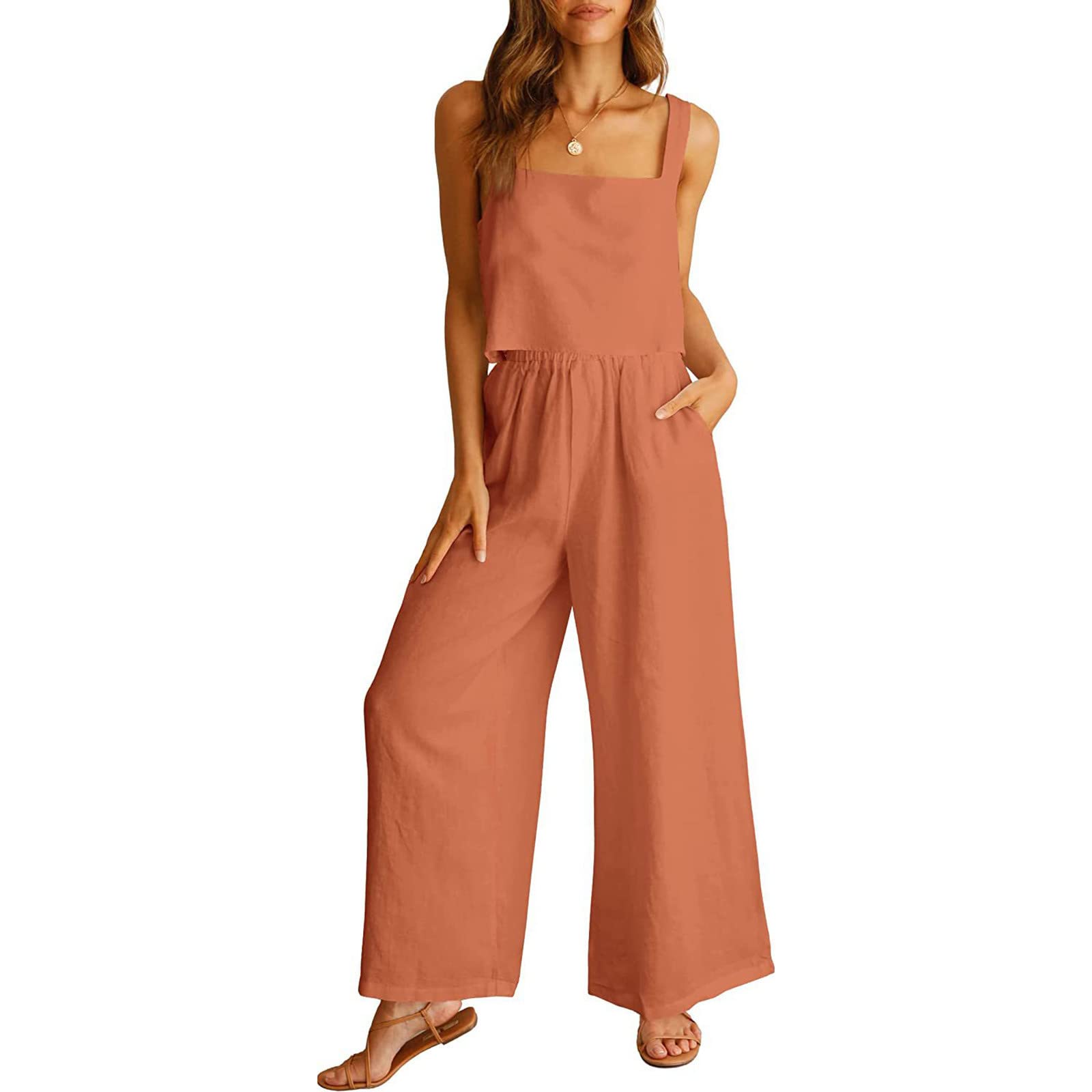 Tuta Da Donna Estiva Casual Cotone E Lino Manica Corta Camicia + Pantaloni Lino Tuta Completo Donna Completo Donna Elegante Estiva Leggera Tuta da Ginnastica Elegante Curvy Tinta Unita Casual