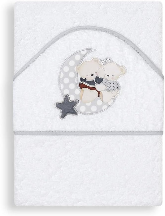 Mantello da bagno con cappuccio in spugna 100% cotone, misura 100 cm x 100 cm, asciugamano per bambino con cappuccio per bambini piccoli, morbido e assorbente con un design amorevole, colore:
