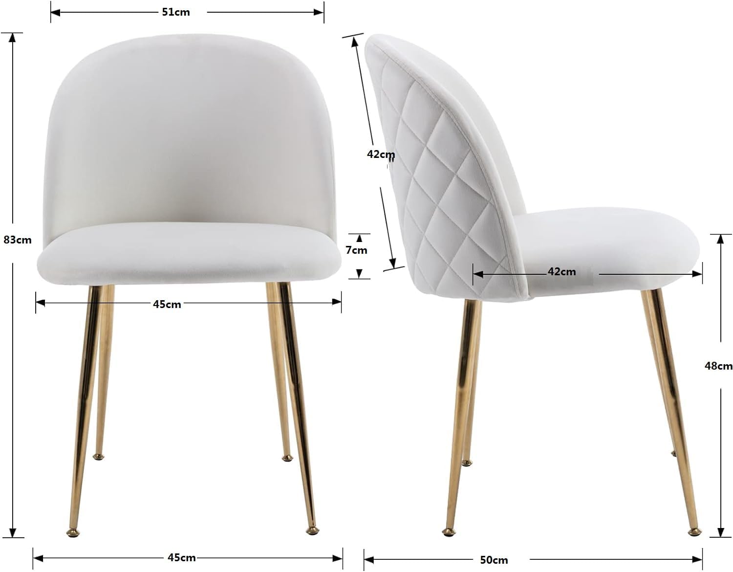 Set 4 pezzi Sedie Velluto Sala da Pranzo Moderne Sedie Cucina Beige Sedie Imbottite con Alto Schienale per Camera da Letto Soggiorno Gambe in d'Oro Metallo Regolabili