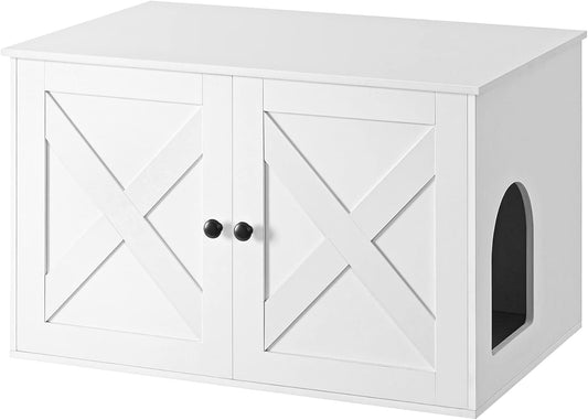 Feandrea Mobile Lettiera per Gatti con Divisorio Rimovibile, Cassetta per Gatti per Interno, Tavolino, 80 x 53 x 50 cm, Bianco PCL002W01