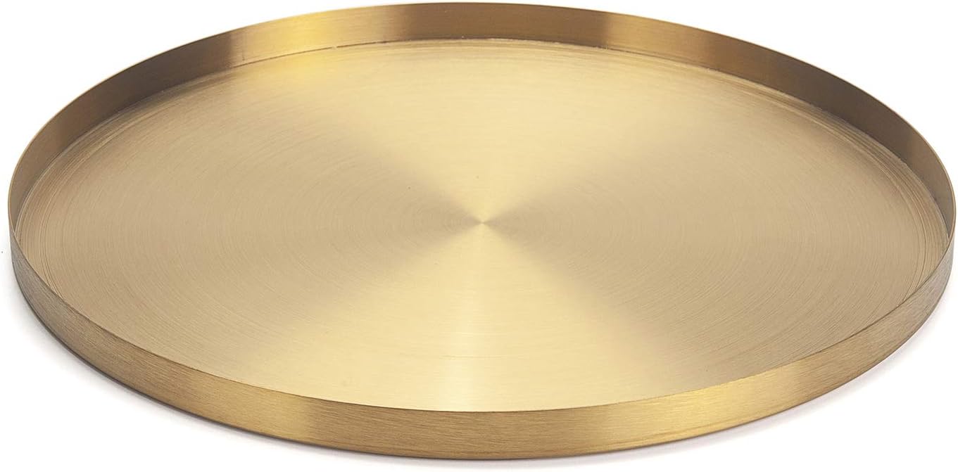 Vassoio Decorativo di Immagazzinaggio Dell'organizzatore del Vassoio Dell'oro Rotondo per Gioielli, Trucco, Articoli da Toeletta, Stoviglie da Cucina Oro 32cm