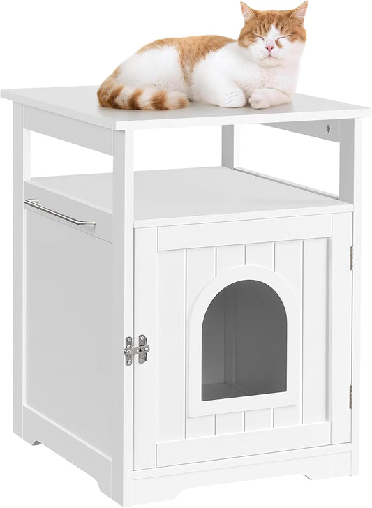 Yaheetech Casetta per Gatti Cuccia in Legno Mobiletto Lettiera per Animali Domestici Armadietto Legno Nido per Gatti Cani Multiuso Bianco 64 x 52 x 49 cm