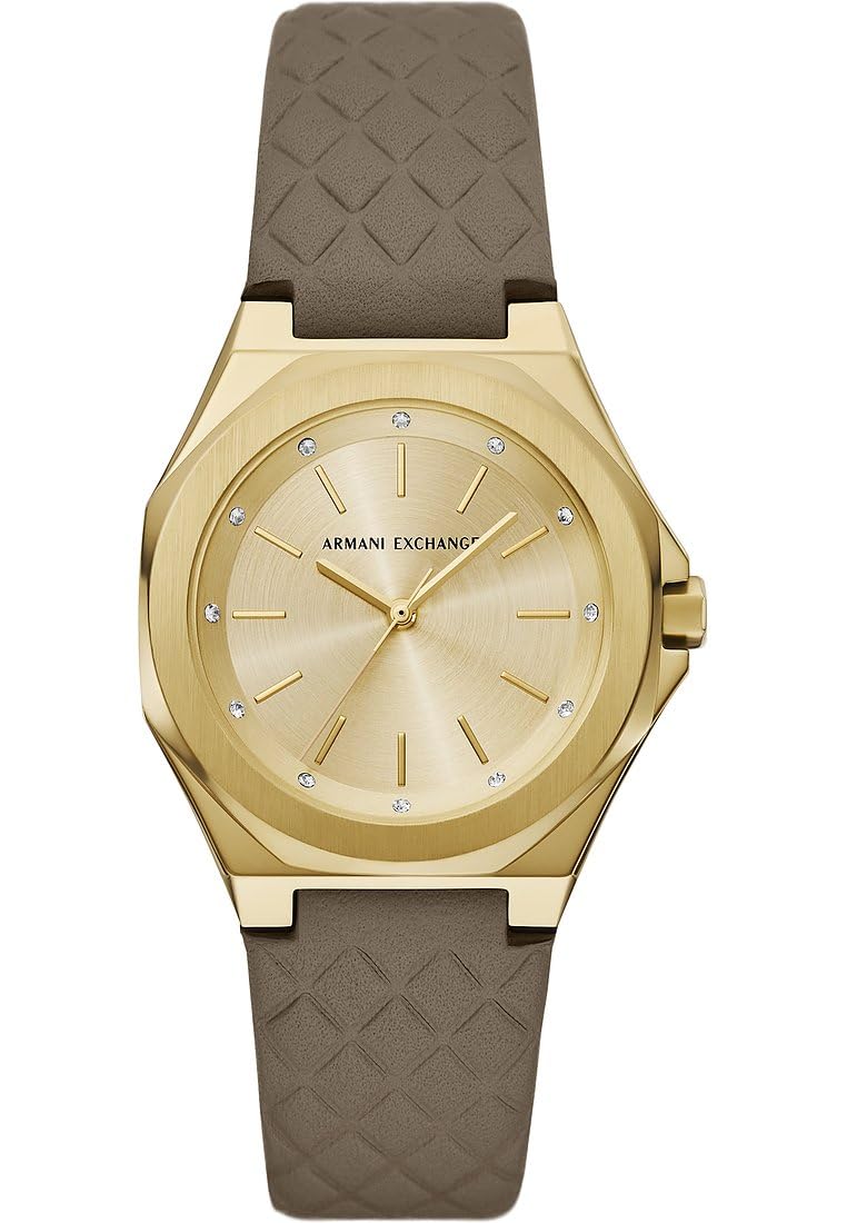 Armani Exchange orologio per donna, movimento al quarzo e cassa orologio per 40 mm con cinturino in acciaio inossiorologio perbile, pelle o silicone, Crema chiaro
