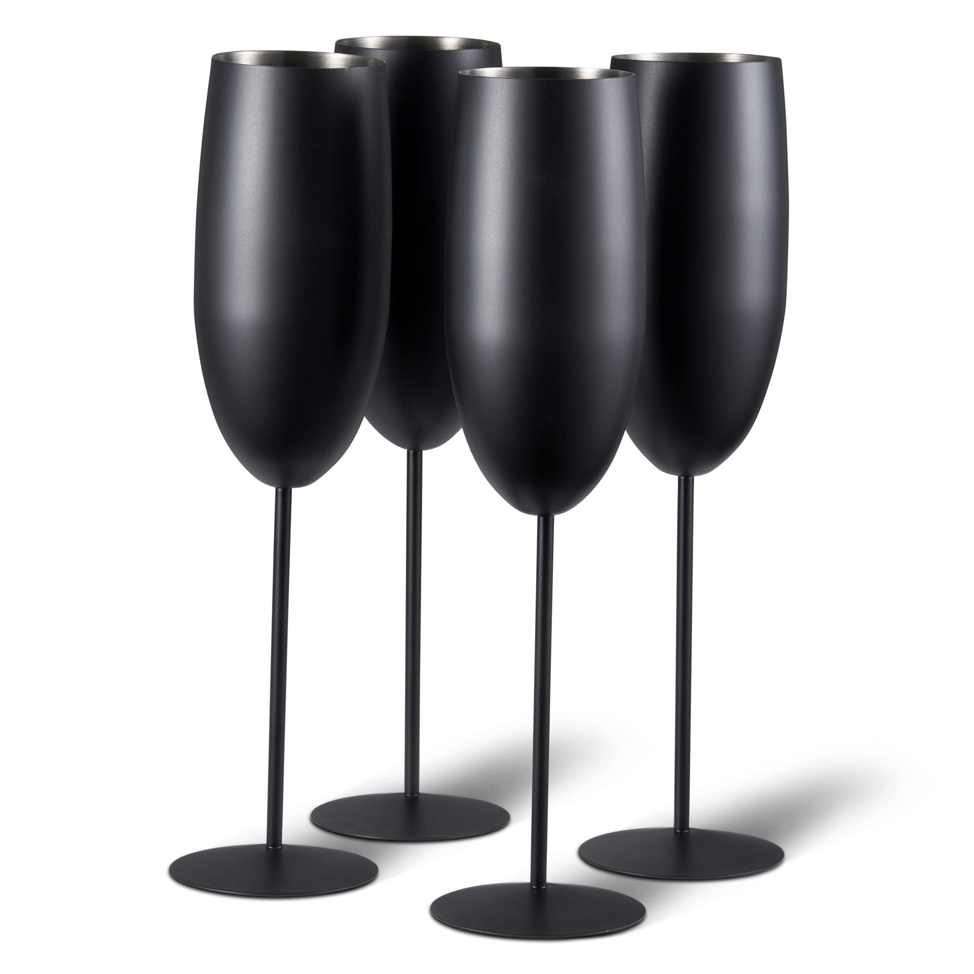 Oak & Steel - 4 Eleganti Calici da Champagne, 285 ml. In Acciaio Inossidabile Dorato - Ideale al Chiuso o All'aperto in Giardino, in Spiaggia, a Picnic, Barbecue, Campeggio e Gite in Barca