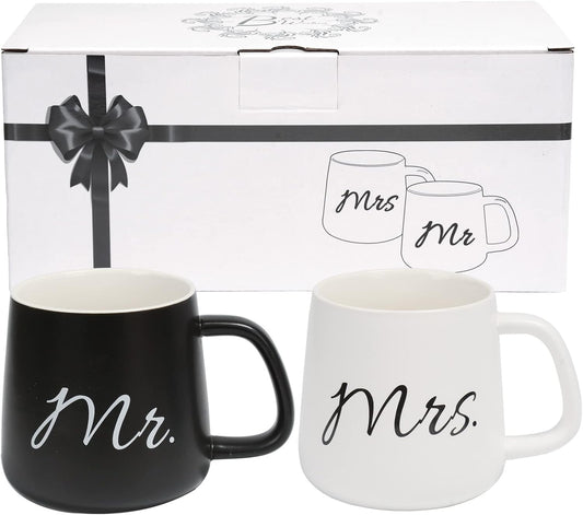 2 Pezzi Mr Mrs Mugs Tazze da caffè Regalo di Nozze Set di Tazze da caffè, Perfetto per caffè e tè,Regalo per Addio al Nubilato, Fidanzamento, Anniversario di San Valentino e Natale