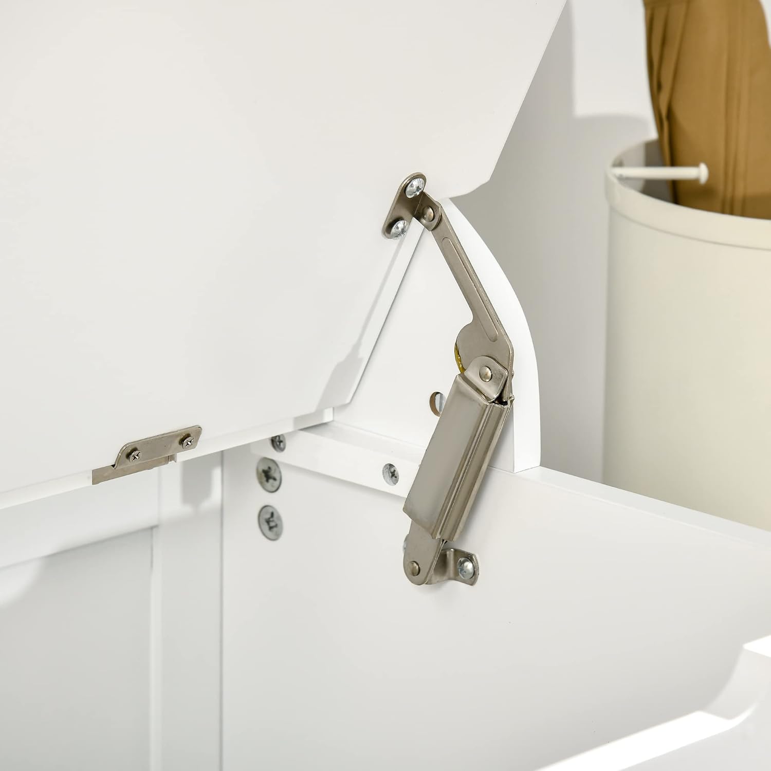 HOMCOM 3 in 1 Appendiabiti da Ingresso con Scarpiera, Attaccapanni da Terra Salvaspazio con 4 Ganci e Panca Contenitore, in MDF, per Corridoio, Camera da Letto, 71.5x39.5x170 cm, Bianco