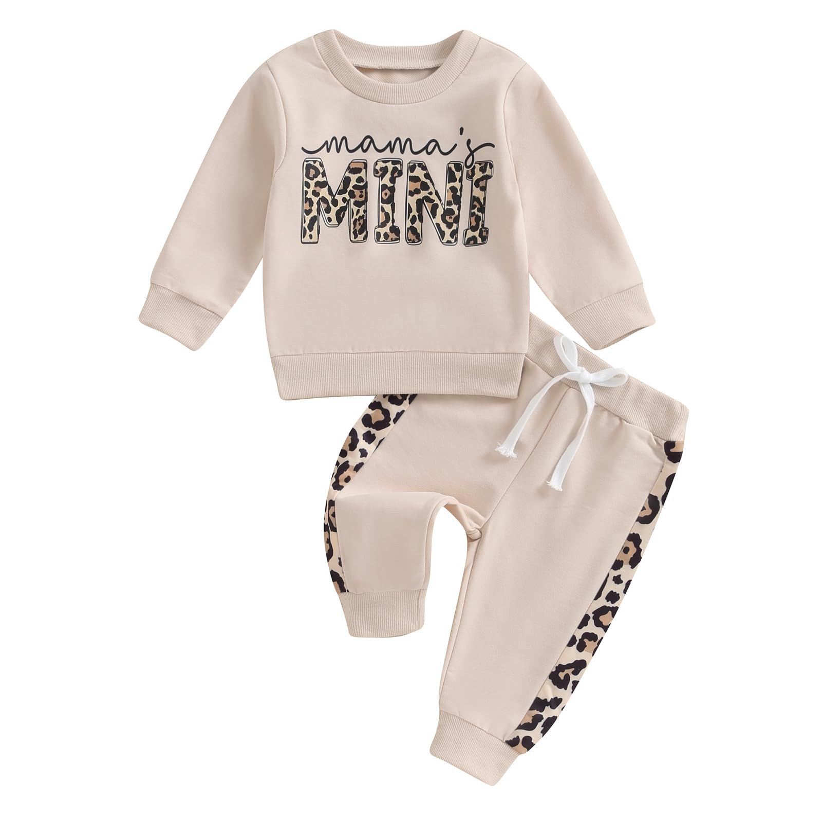 Top Bambina Stampa Leopardo + Pantaloni Lunghi Completo Bambina Neonato Felpa Manica Lunga e Pantaloni Bambina