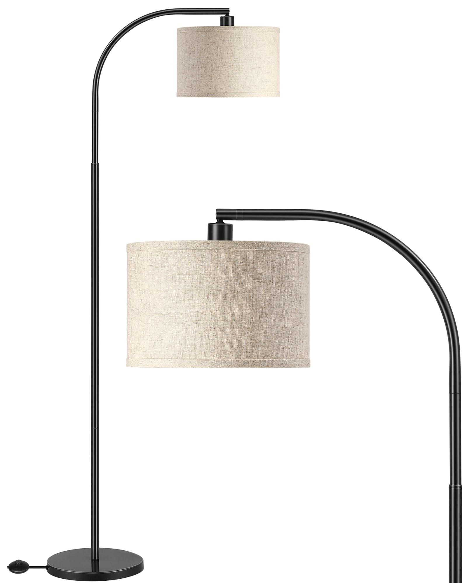 EDISHINE Lampada da terra per soggiorno, lampada ad arco con paralume in lino beige, lampada da terra dorata da 161 cm con paralume regolabile, attacco E27 (Lampadina fornita)
