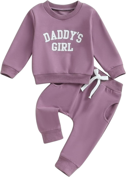 Vestiti per Bambina Felpa Manica Lunga+ Pantaloni Due Pezzi Completini Bimba Daddy's Girl Set di Tuta Carina per Bambine
